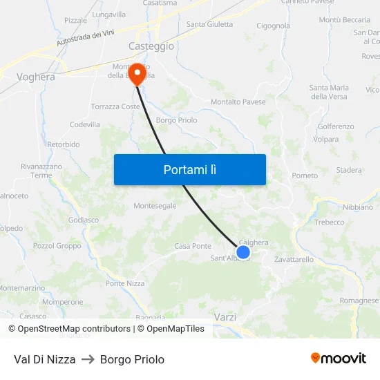 Val Di Nizza to Borgo Priolo map