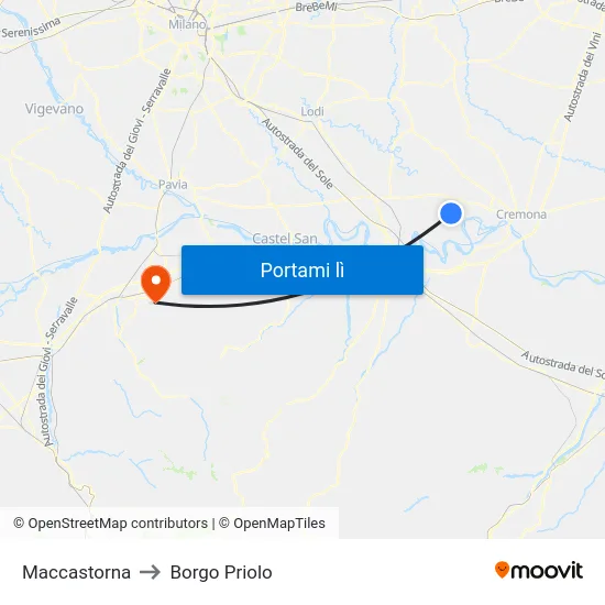 Maccastorna to Borgo Priolo map