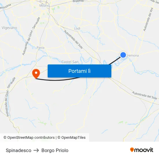 Spinadesco to Borgo Priolo map