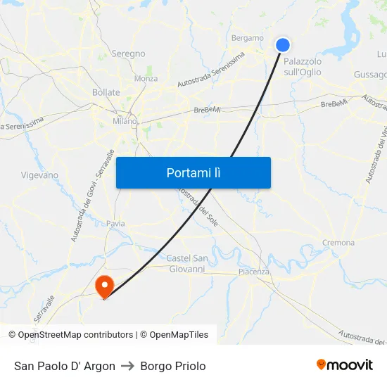 San Paolo D' Argon to Borgo Priolo map