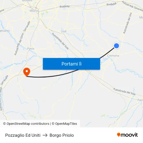 Pozzaglio Ed Uniti to Borgo Priolo map