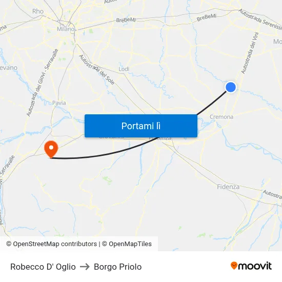 Robecco D' Oglio to Borgo Priolo map