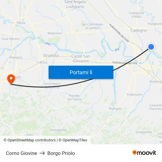Corno Giovine to Borgo Priolo map