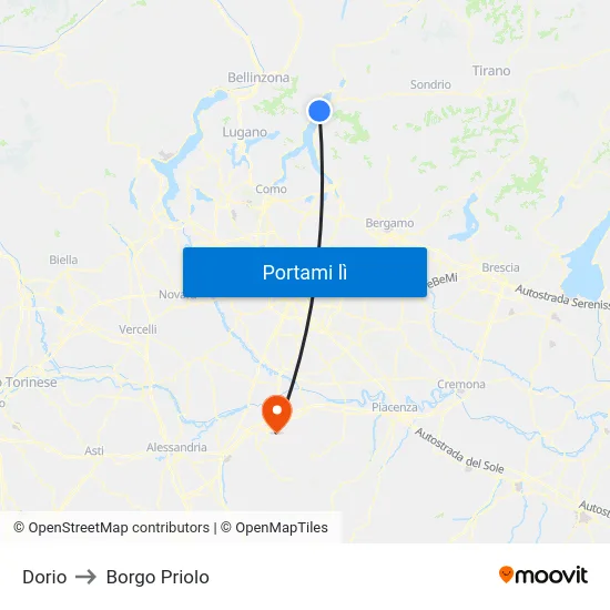 Dorio to Borgo Priolo map