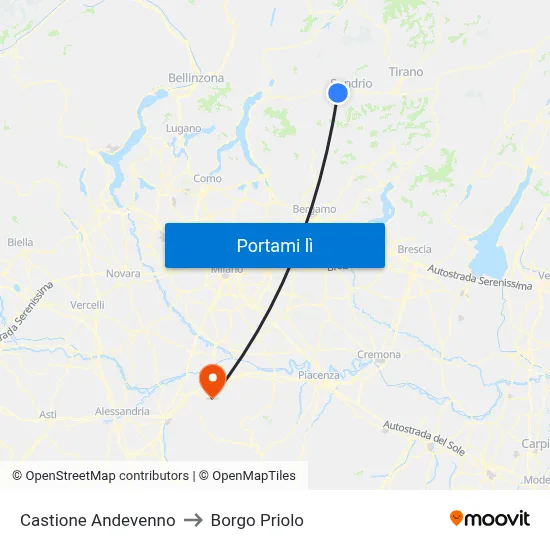 Castione Andevenno to Borgo Priolo map