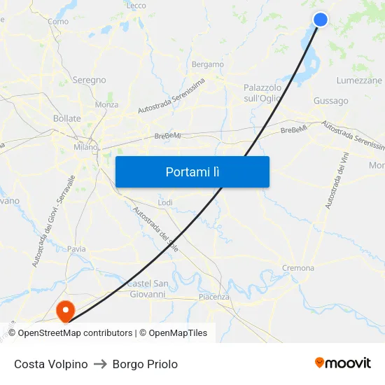 Costa Volpino to Borgo Priolo map