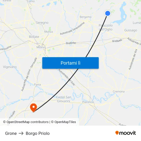 Grone to Borgo Priolo map