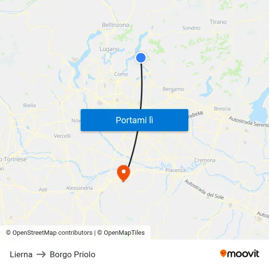 Lierna to Borgo Priolo map