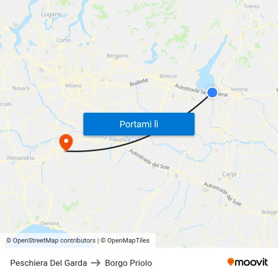 Peschiera Del Garda to Borgo Priolo map