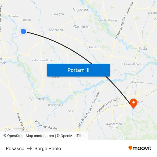 Rosasco to Borgo Priolo map