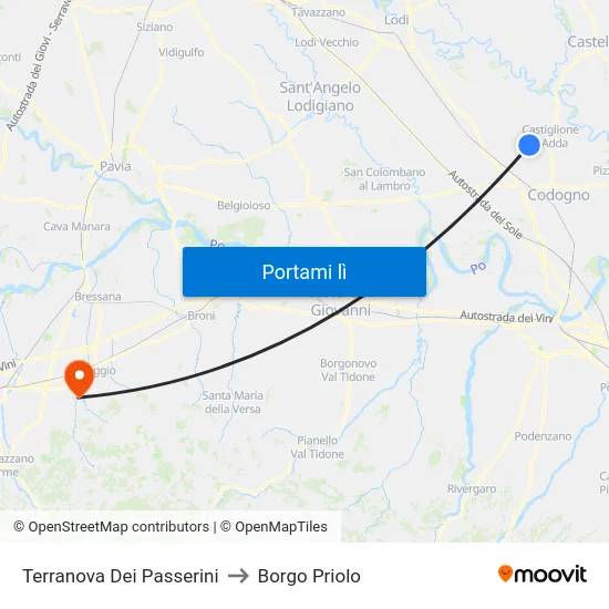 Terranova Dei Passerini to Borgo Priolo map
