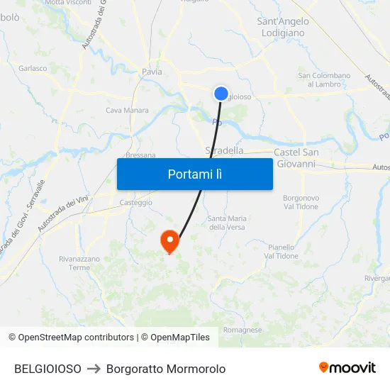 BELGIOIOSO to Borgoratto Mormorolo map