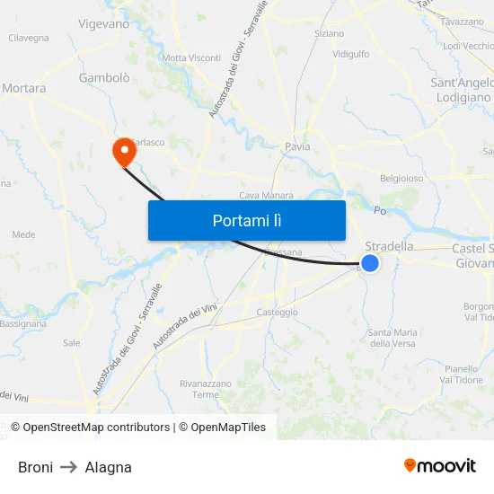 Broni to Alagna map