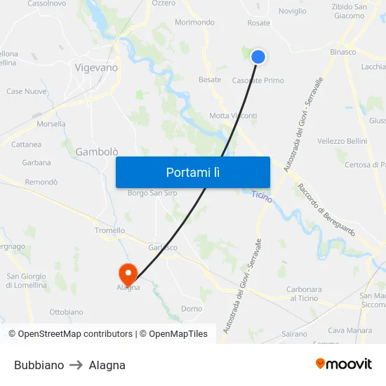 Bubbiano to Alagna map