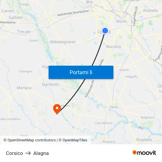 Corsico to Alagna map