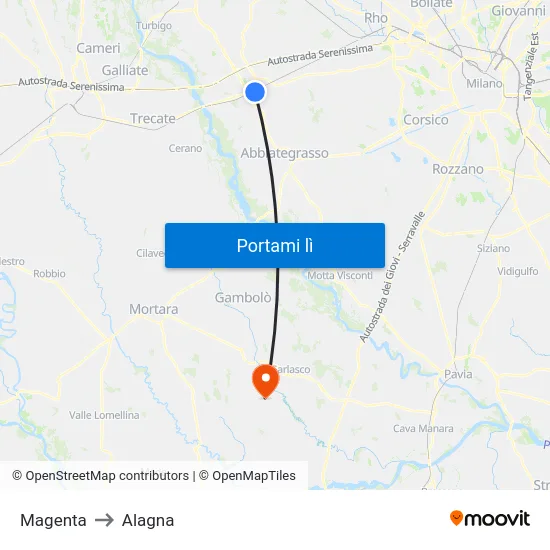 Magenta to Alagna map