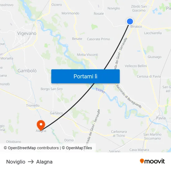 Noviglio to Alagna map