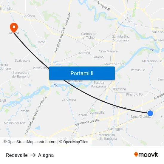 Redavalle to Alagna map