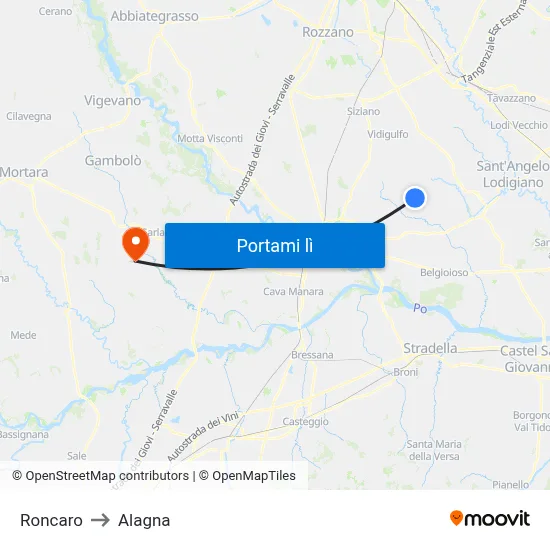 Roncaro to Alagna map