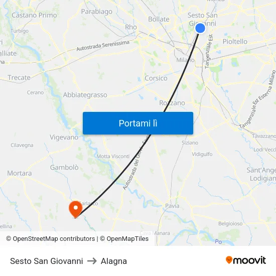 Sesto San Giovanni to Alagna map
