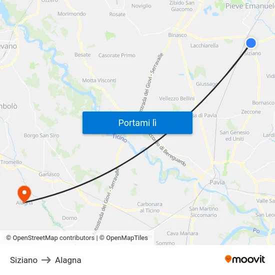 Siziano to Alagna map