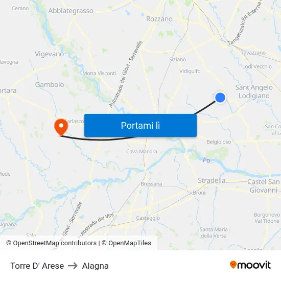 Torre D' Arese to Alagna map
