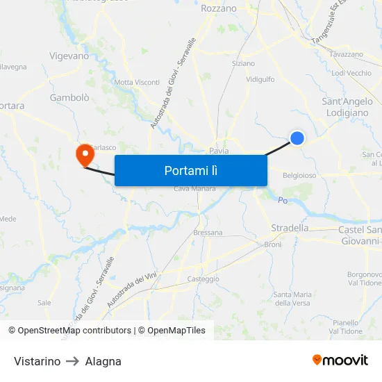 Vistarino to Alagna map