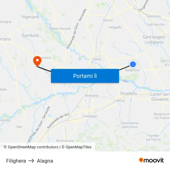 Filighera to Alagna map