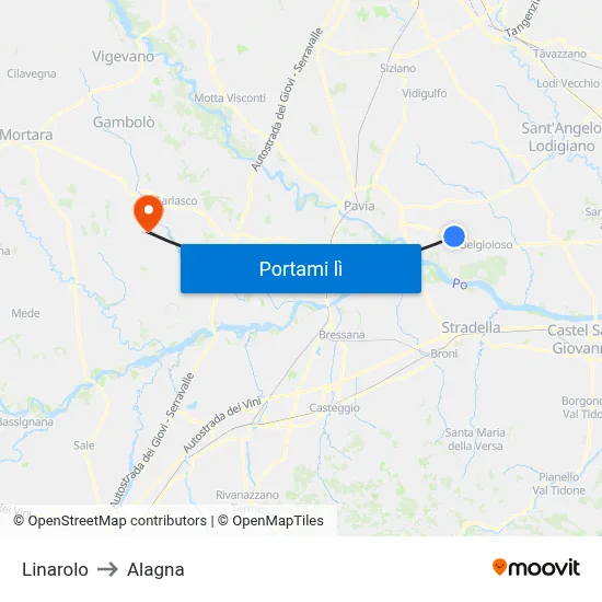 Linarolo to Alagna map