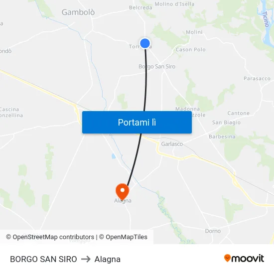 BORGO SAN SIRO to Alagna map