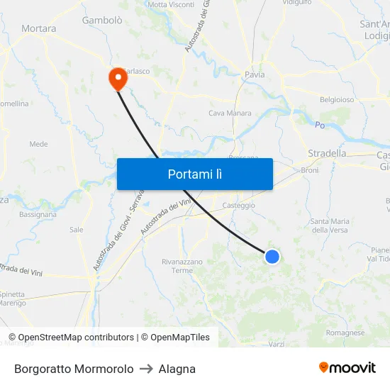 Borgoratto Mormorolo to Alagna map