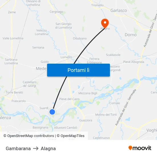 Gambarana to Alagna map