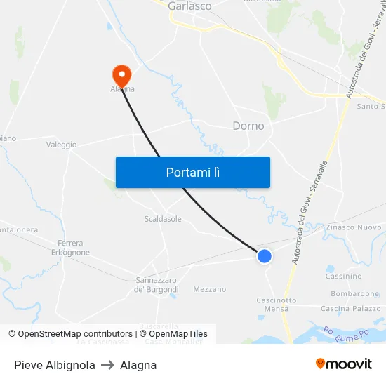 Pieve Albignola to Alagna map