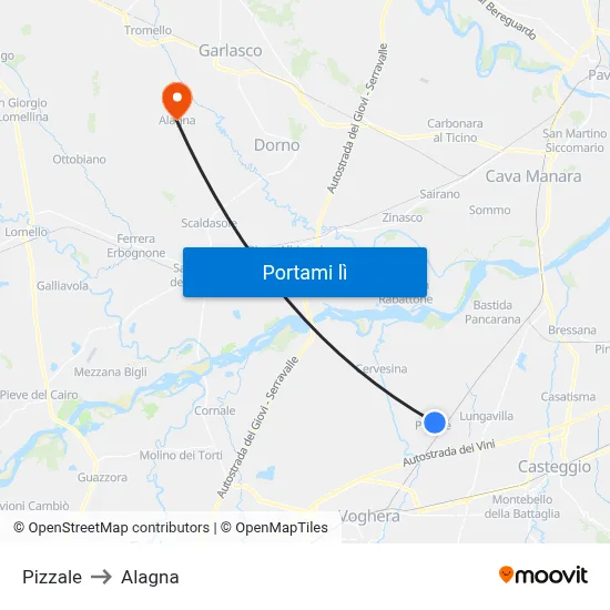 Pizzale to Alagna map