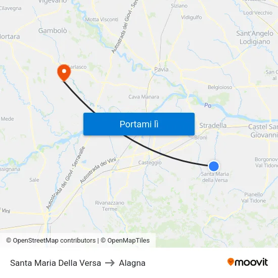 Santa Maria Della Versa to Alagna map