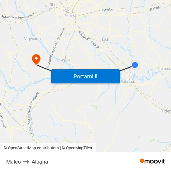 Maleo to Alagna map
