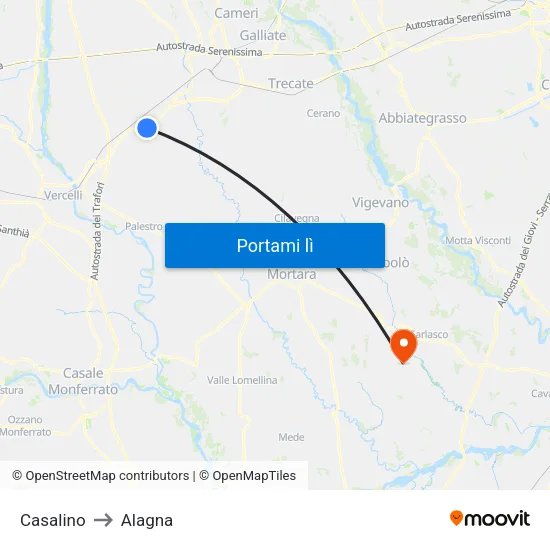 Casalino to Alagna map