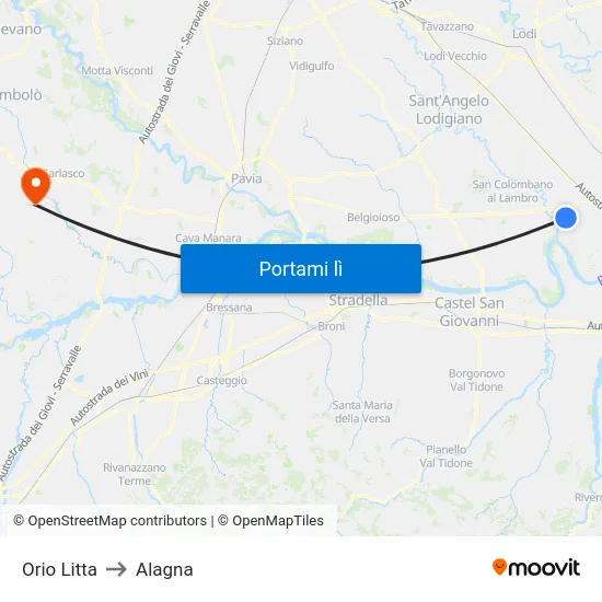Orio Litta to Alagna map