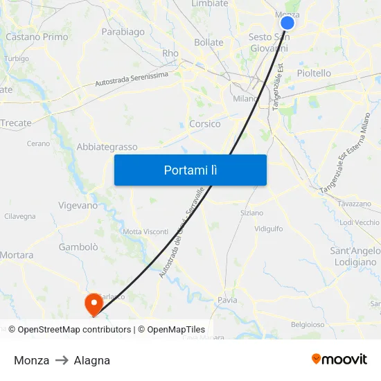 Monza to Alagna map
