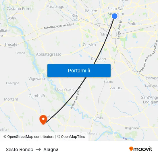 Sesto Rondò to Alagna map