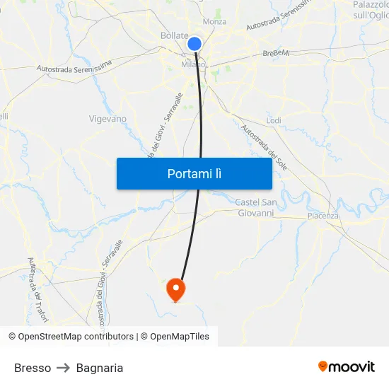 Bresso to Bagnaria map