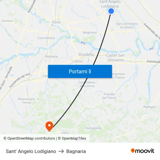Sant' Angelo Lodigiano to Bagnaria map