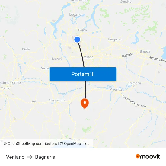 Veniano to Bagnaria map
