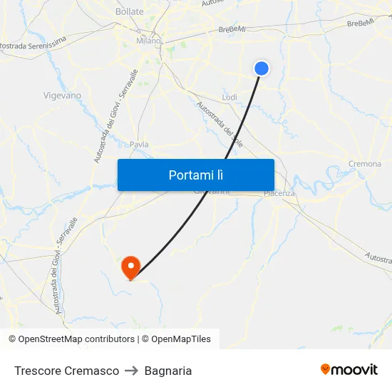 Trescore Cremasco to Bagnaria map
