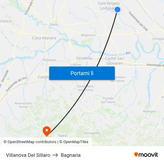Villanova Del Sillaro to Bagnaria map