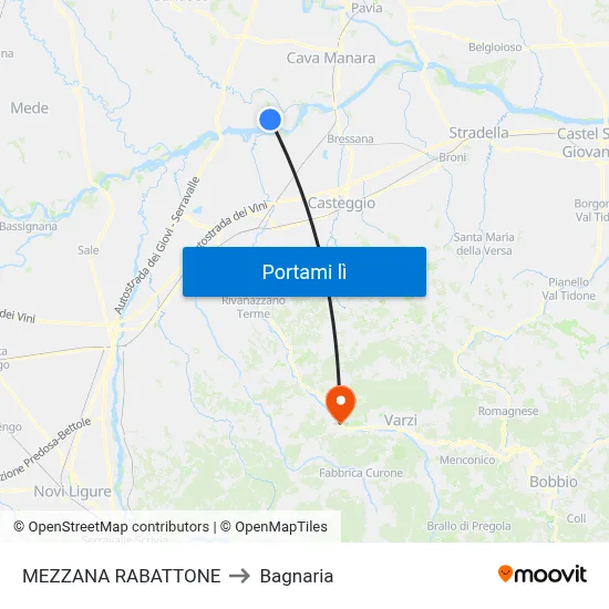 MEZZANA RABATTONE to Bagnaria map