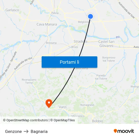 Genzone to Bagnaria map