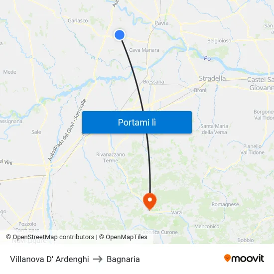 Villanova D' Ardenghi to Bagnaria map