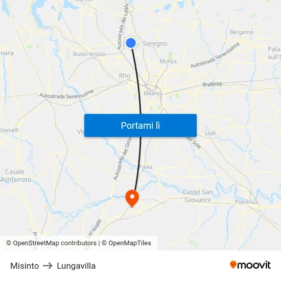 Misinto to Lungavilla map
