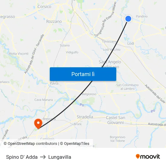 Spino D' Adda to Lungavilla map